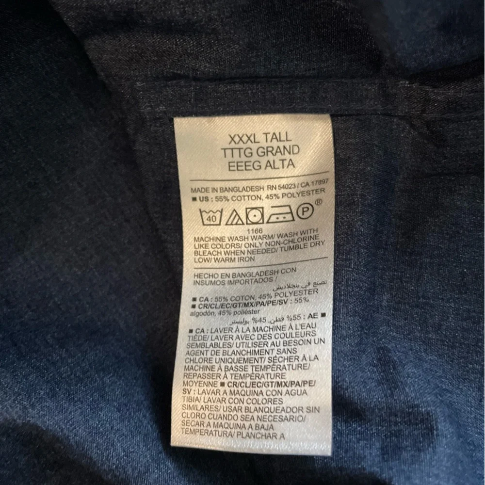 NWT Tall Thin Lightweight Navy Blue Button Down Shirt - Picture 6 of 7